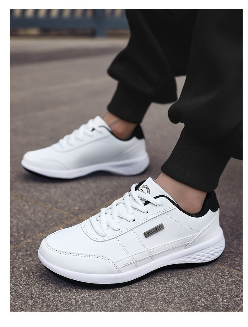 VanWeir Lightweight Men's Shoes • Navy Blue/White • Lace-up Sneakers with MD/TPR Sole • Breathable Fabric Lining for Outdoor, Hiking & Casual Wear