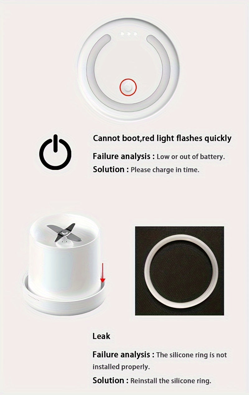 [Portable Fruit Blender] Wireless Mini Fruit Blender Juicer - 350ML Portable Electric, Perfect for On-the-Go!