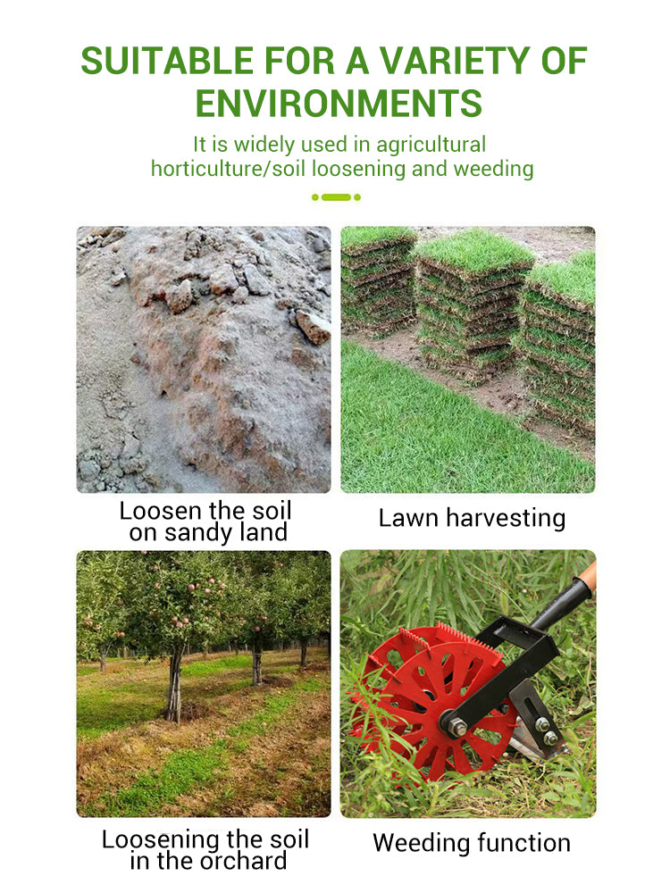 Grubber-Unkrautkopf, Hand-Druckhacke, Unkrautkopf auf Rädern, Gartenbauernhof, Grasentferner, Werkzeugaufsatz, Unkrautrad-Zubehör