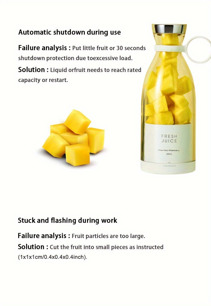 [Portable Fruit Blender] Wireless Mini Fruit Blender Juicer - 350ML Portable Electric, Perfect for On-the-Go!