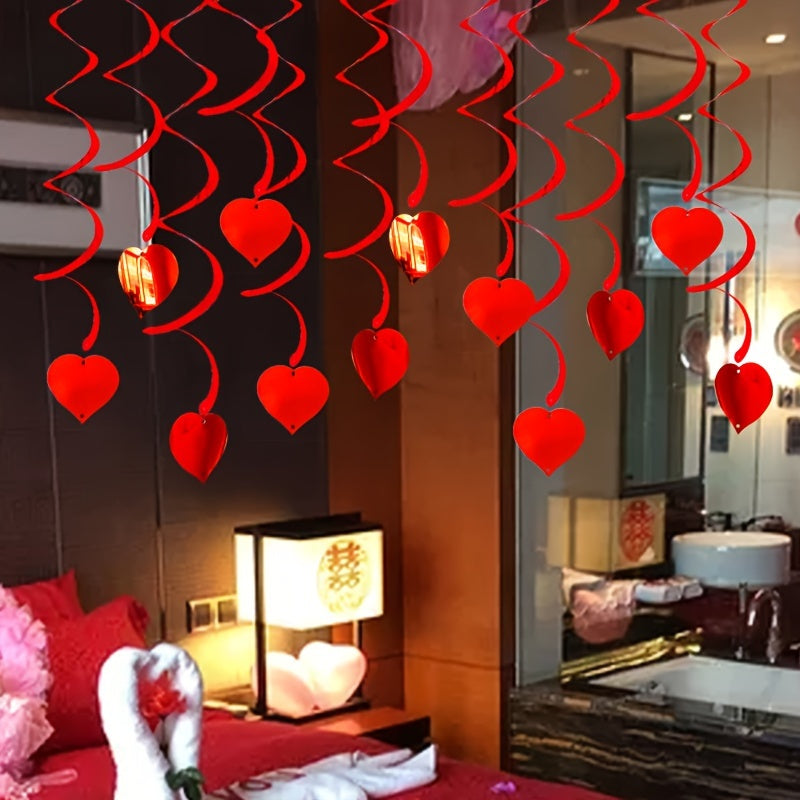 6pcs Heart Spiral Hanging Decorations - Perfect for Holiday Parties & Celebrations, Perfect for Winter, New Year