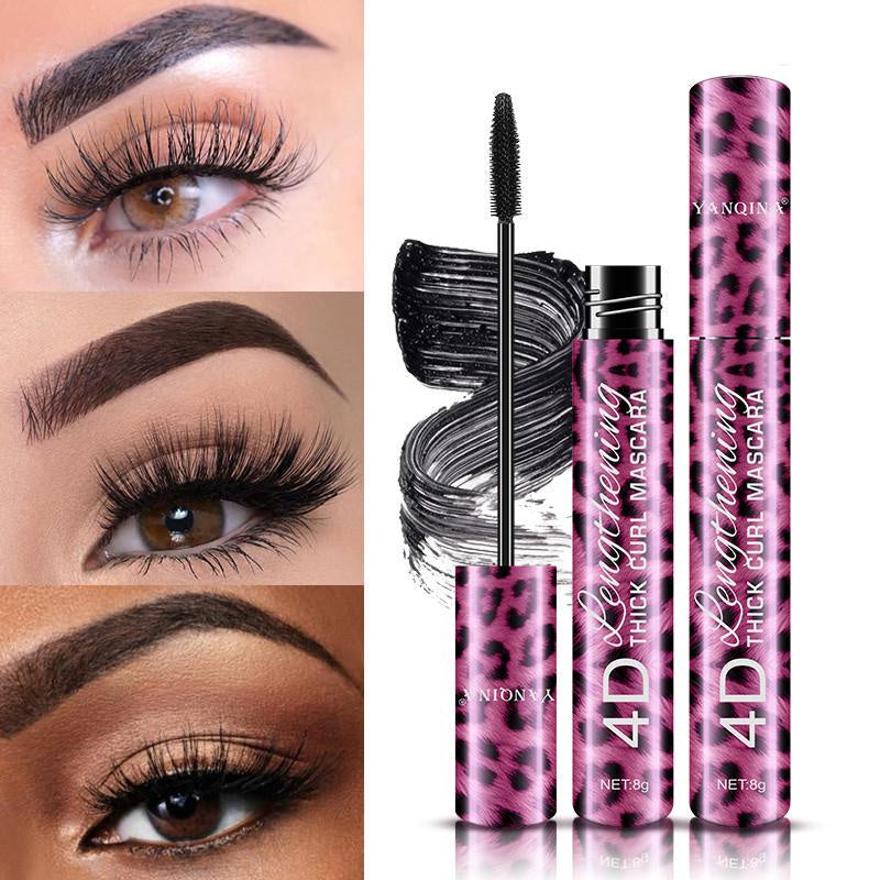 Leopard Makeup Set Black Mascara + Eyeliner Pen Waterproof 4D Fiber Mascaras