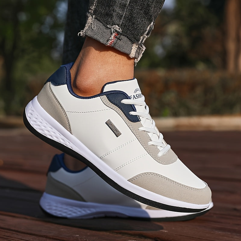 VanWeir Lightweight Men's Shoes • Navy Blue/White • Lace-up Sneakers with MD/TPR Sole • Breathable Fabric Lining for Outdoor, Hiking & Casual Wear