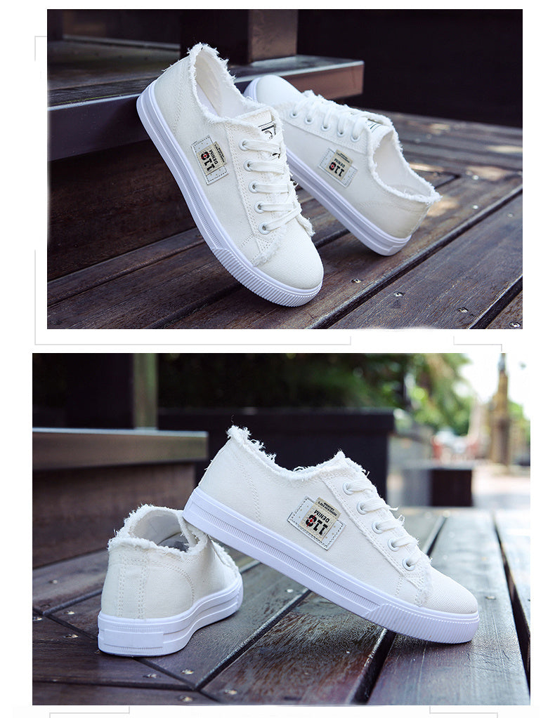 Women'S Casual Round Toe Solid Color Canvas Shoes, Small White, Flat Bottom, PVC Sole, Fabric Upper And Insole, Hand Wash, No Dry Clean, Spring, Autumn, All Season 2022