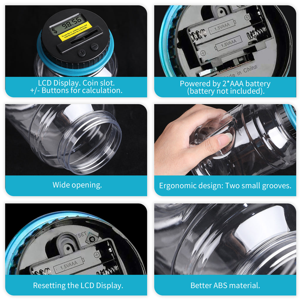 Piggy Bank, Counting Coin Bank, Digital Piggy Bank For Boys Kids, Money Saving Jar, Best Gift For Child, Designed For All US Coins Halloween/Thanksgiving Day/Christmas gift easter gift