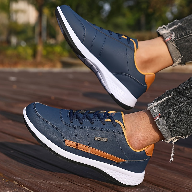 VanWeir Lightweight Men's Shoes • Navy Blue/White • Lace-up Sneakers with MD/TPR Sole • Breathable Fabric Lining for Outdoor, Hiking & Casual Wear