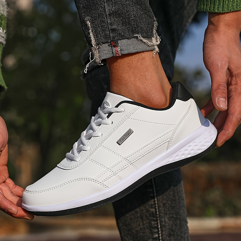 VanWeir Lightweight Men's Shoes • Navy Blue/White • Lace-up Sneakers with MD/TPR Sole • Breathable Fabric Lining for Outdoor, Hiking & Casual Wear