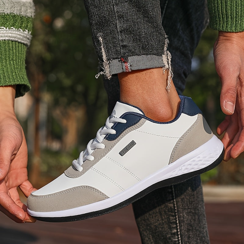 VanWeir Lightweight Men's Shoes • Navy Blue/White • Lace-up Sneakers with MD/TPR Sole • Breathable Fabric Lining for Outdoor, Hiking & Casual Wear