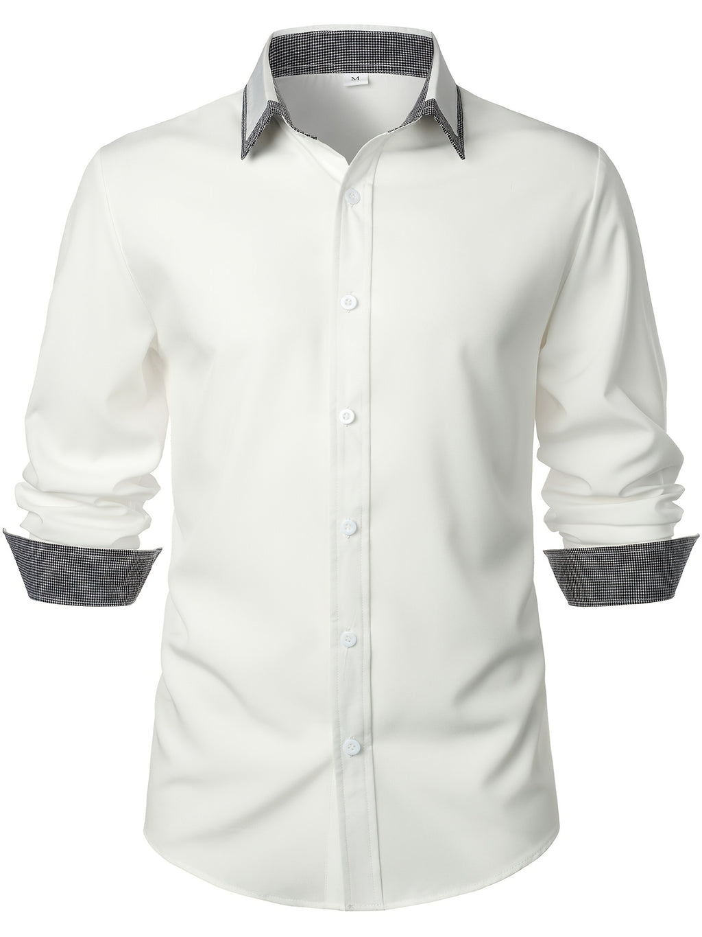 Men'S Color-Blocked Checkered Casual Long-Sleeve Shirt