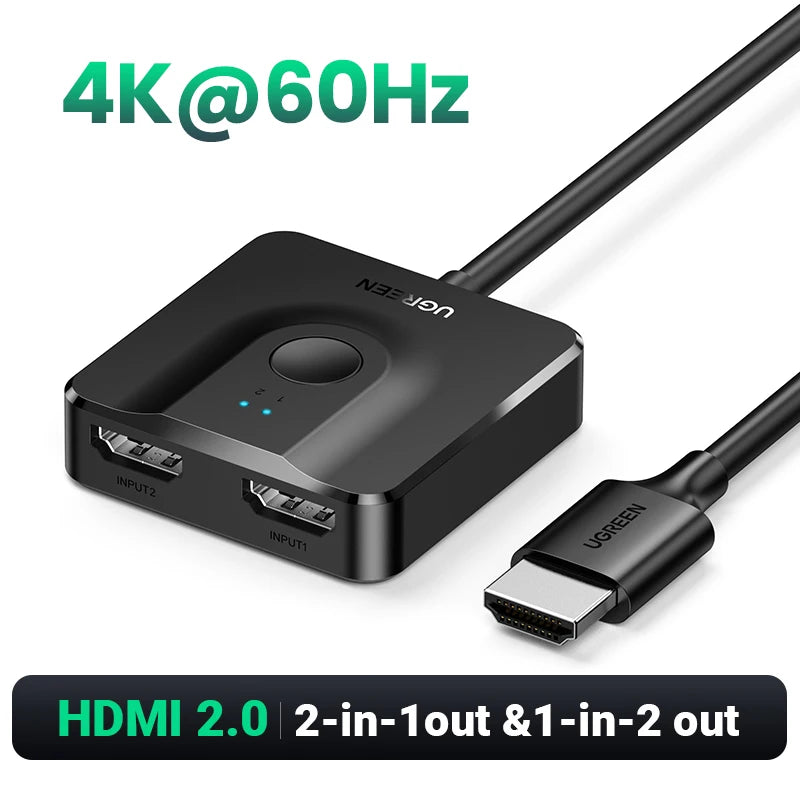 UGREEN HDMI 2.1 Switch 8K 60Hz 4K120Hz 2-in-1-Ausgang für TV Xiaomi Xbox Series X PS5 HDMI-kompatibler Monitor HDMI-Switcher