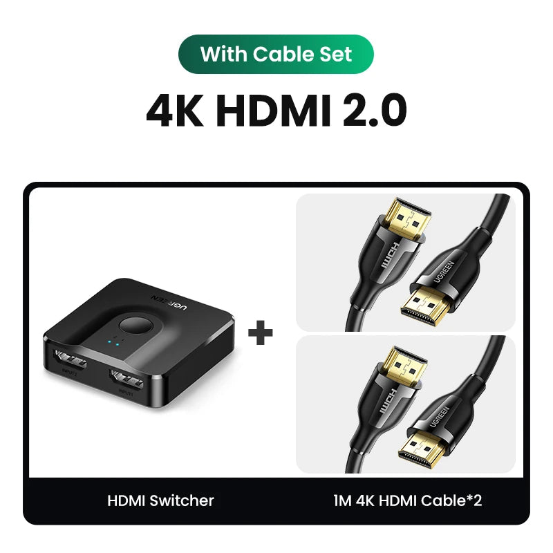 UGREEN HDMI 2.1 Switch 8K 60Hz 4K120Hz 2-in-1-Ausgang für TV Xiaomi Xbox Series X PS5 HDMI-kompatibler Monitor HDMI-Switcher