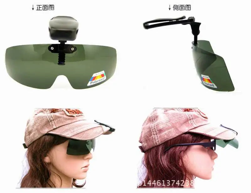 SU01 Angel-Sonnenbrille mit Kappenclip, UV-beständig, polarisiert, für Wein, Gelb, Grau, Schwarz, Dunkelgrüner Kaffee, speziell für die Trugbrille