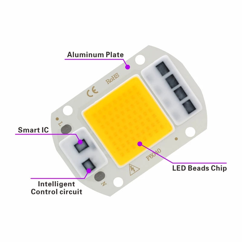LED-COB-Chip, 110 V, 220 V, 10 W, 20 W, 30 W, 50 W, kein Treiber erforderlich, LED-Lampenperlen für Flutlicht, Strahler, Lampada-Beleuchtung, Kalt-/Warmweiß