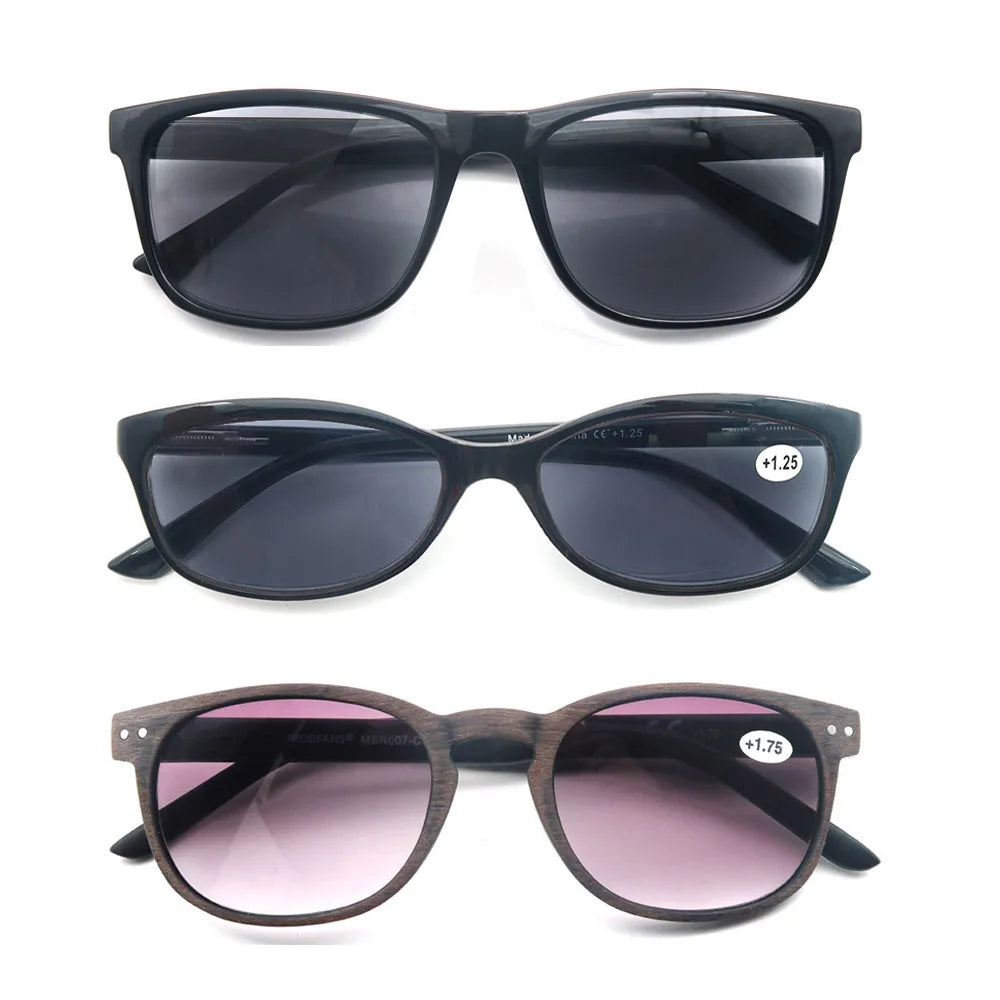 Lesesonnenbrille für Damen und Herren, quadratisch, klassischer Rahmen für den Außenbereich, Sonnenbrille, Lesebrille mit Dioptrien-Federscharnier