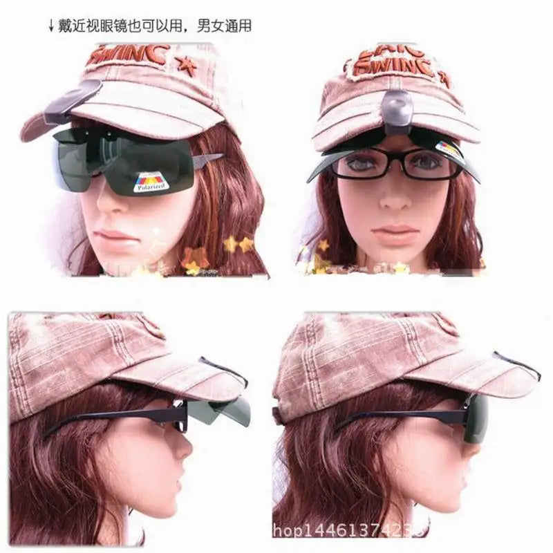 SU01 Angel-Sonnenbrille mit Kappenclip, UV-beständig, polarisiert, für Wein, Gelb, Grau, Schwarz, Dunkelgrüner Kaffee, speziell für die Trugbrille
