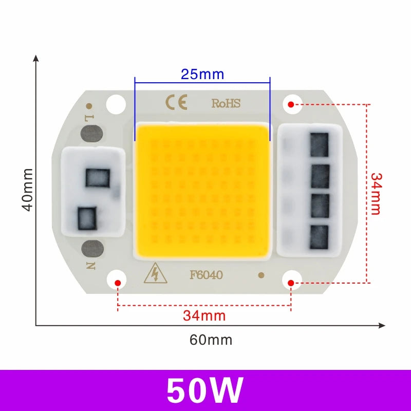 LED-COB-Chip, 110 V, 220 V, 10 W, 20 W, 30 W, 50 W, kein Treiber erforderlich, LED-Lampenperlen für Flutlicht, Strahler, Lampada-Beleuchtung, Kalt-/Warmweiß