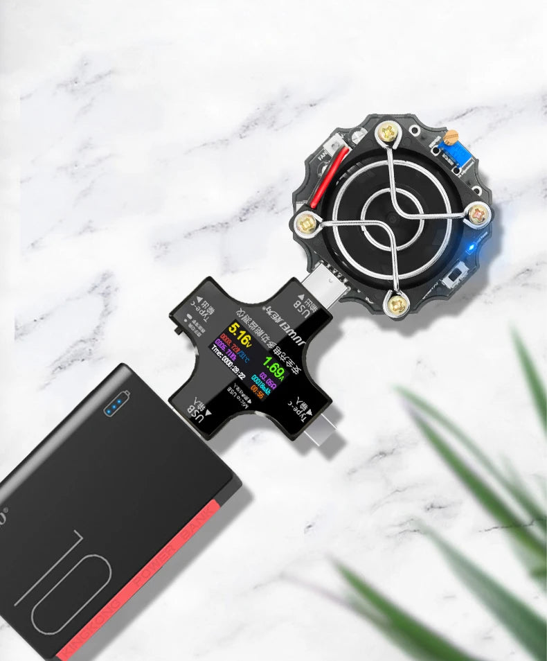 65W elektronischer Last-USB-Tester DC5-24V Typ-C Voltmeter-Tester mit PD3.1 Spannungsauslöser Ladegerät Power Bank Kapazitätsdetektor