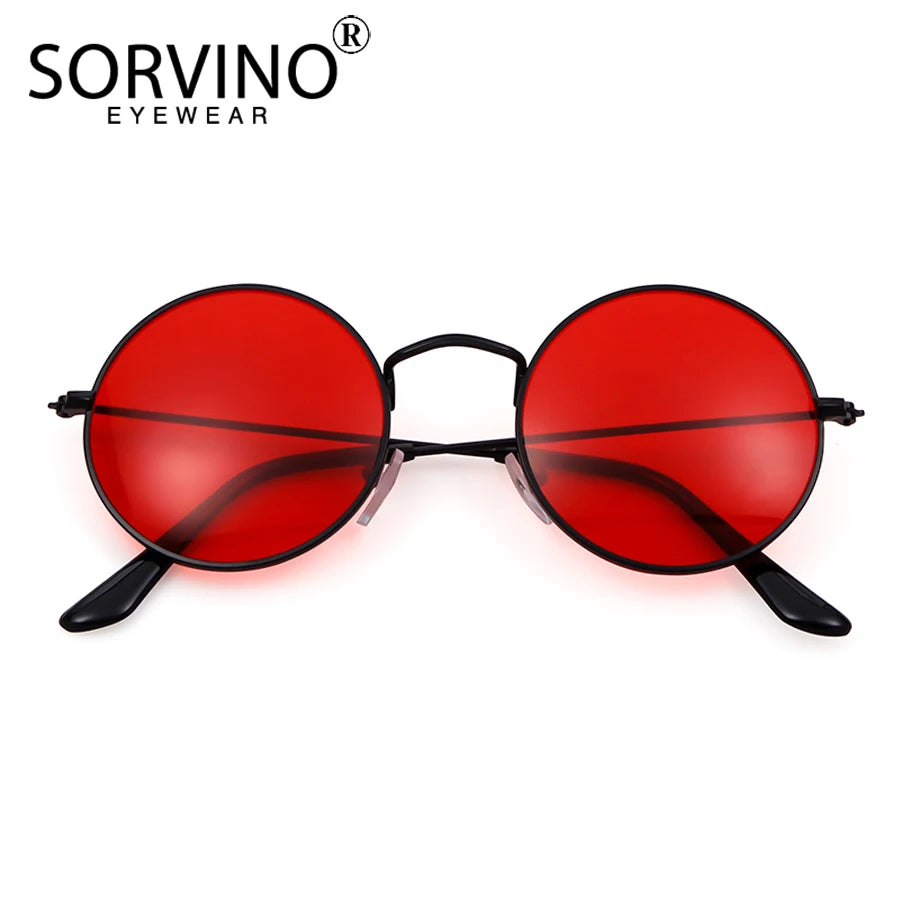 SORVINO Steampunk Runde Sonnenbrille Luxus Marke Designer Männer Frauen Rote Linsen Retro Vintage Kleine Runde Metall Sonnenbrille Shades