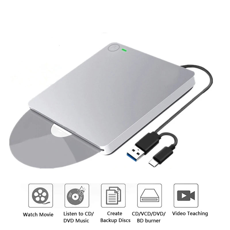 USB3.0&Typ C Externes optisches Blu-ray-Laufwerk Bluray-Brenner Touch Pop-up-Sauger Typ DVD-RW CD BD-RE Schreib-Kombi-Recorder