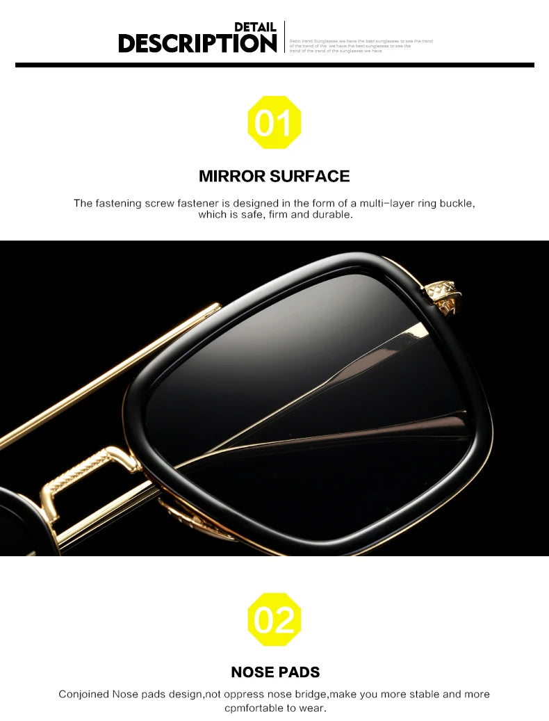 Sph-0,5-0,75-1,0 bis-6 Mode Metall Stil für Frauen Sonnenbrillen Männer quadratische Marke Design Sonnenbrille