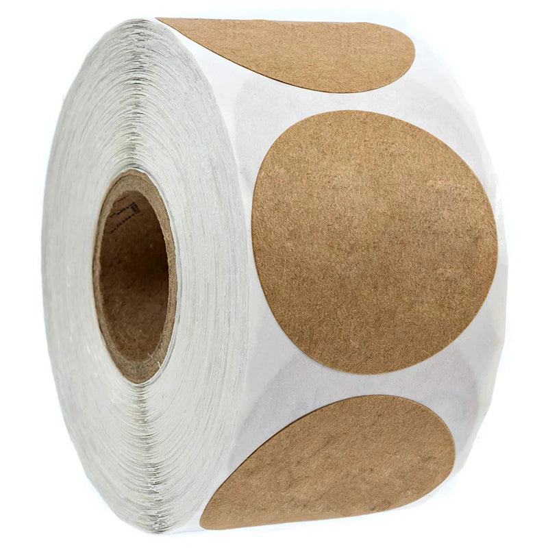 500 teile/rolle 1 zoll Kraft Papier Aufkleber Runde Leere Etiketten Für Handgemachte Geschenk Tag Papier DIY Umschlag Abdichtung Aufkleber schreibwaren