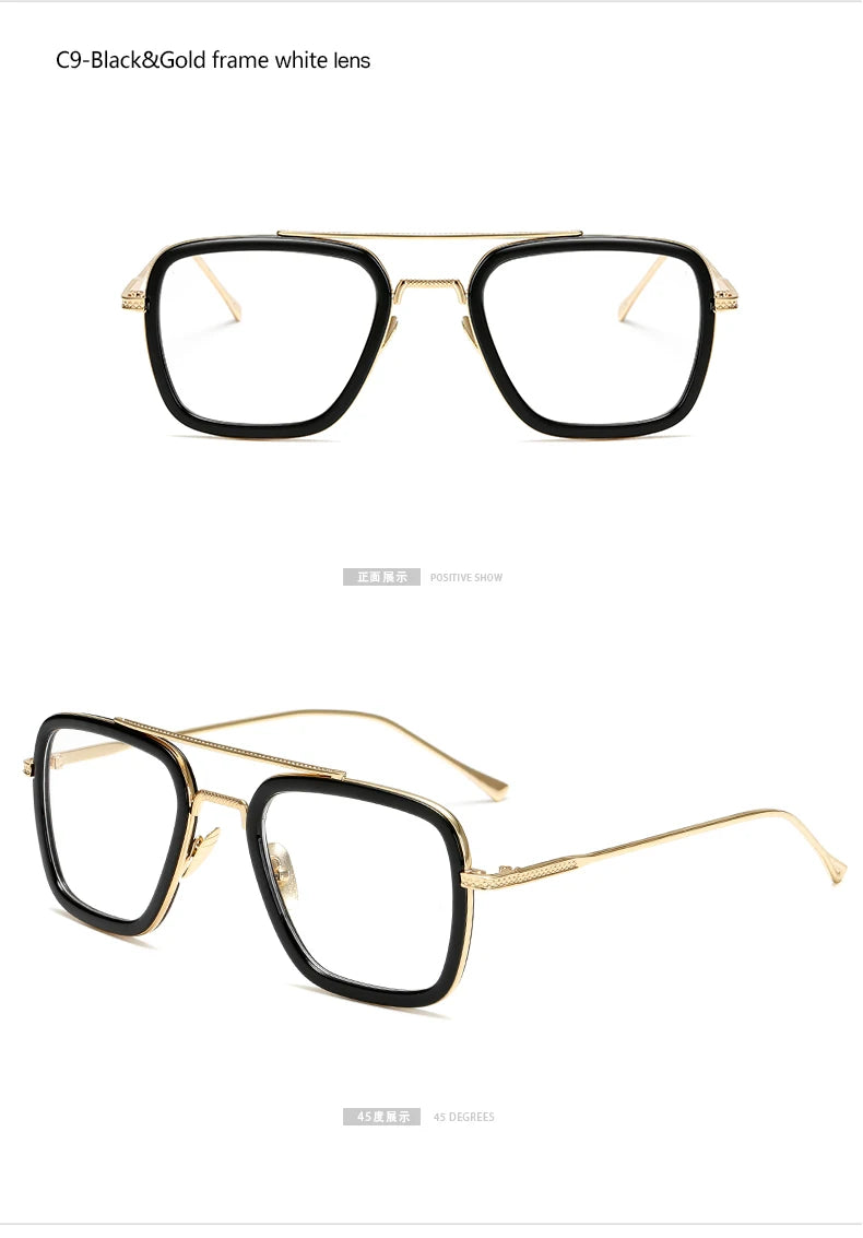 Sph-0,5-0,75-1,0 bis-6 Mode Metall Stil für Frauen Sonnenbrillen Männer quadratische Marke Design Sonnenbrille