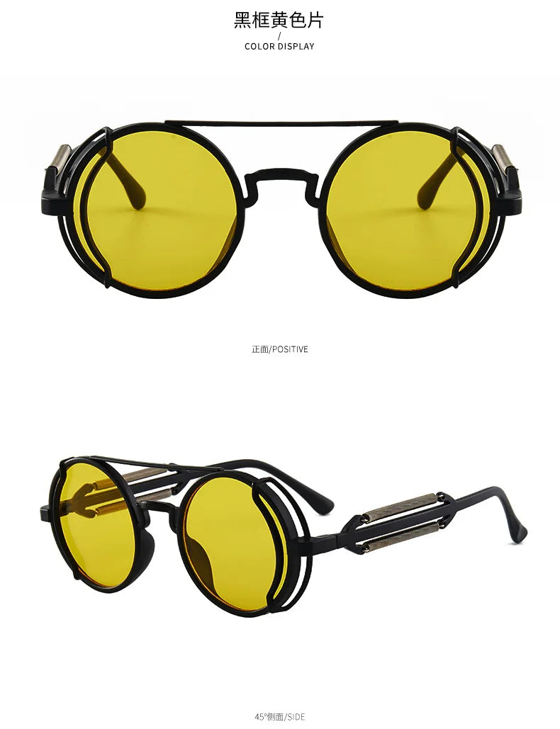 Klassische Gothic Steampunk Sonnenbrille Luxus Marke Designer Hochwertige Männer und Frauen Retro Runde PC Rahmen Sonnenbrille