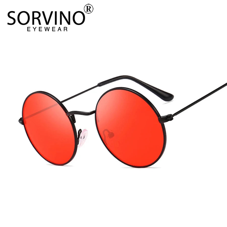 SORVINO Steampunk Runde Sonnenbrille Luxus Marke Designer Männer Frauen Rote Linsen Retro Vintage Kleine Runde Metall Sonnenbrille Shades