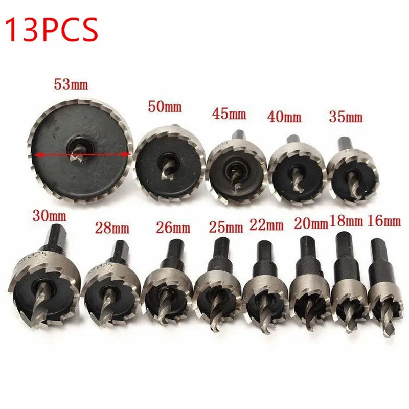 12 Stück! 15–50 mm HSS-Bohrer-Set, Lochsäge, Lochsäge, Bohrset, Handwerkzeug für Holz, Edelstahl, Metalllegierung, Schneiden