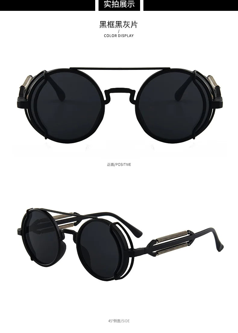 Klassische Gothic Steampunk Sonnenbrille Luxus Marke Designer Hochwertige Männer und Frauen Retro Runde PC Rahmen Sonnenbrille