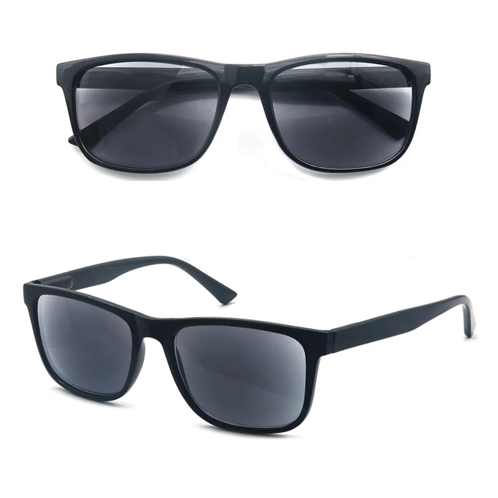 Lesesonnenbrille für Damen und Herren, quadratisch, klassischer Rahmen für den Außenbereich, Sonnenbrille, Lesebrille mit Dioptrien-Federscharnier