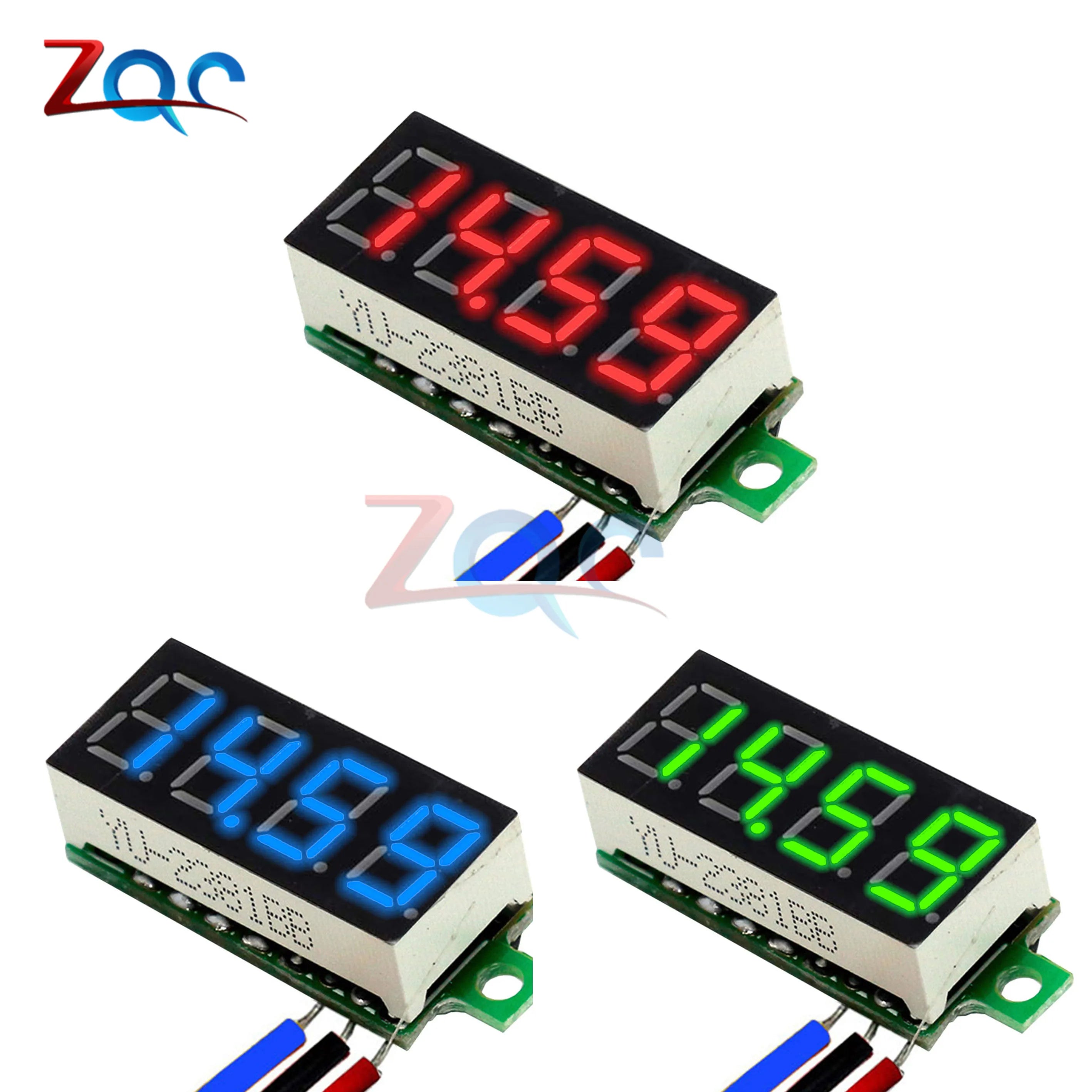 4 Bit 0,36 Zoll Mini Digital Voltmeter 0-100 V DC Volt Spannungsmesser LED Panel Elektrischer Spannungsprüfer Messgerät 3 Drähte 12 V 24 V 48 V