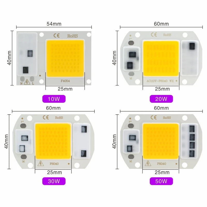 LED-COB-Chip, 110 V, 220 V, 10 W, 20 W, 30 W, 50 W, kein Treiber erforderlich, LED-Lampenperlen für Flutlicht, Strahler, Lampada-Beleuchtung, Kalt-/Warmweiß