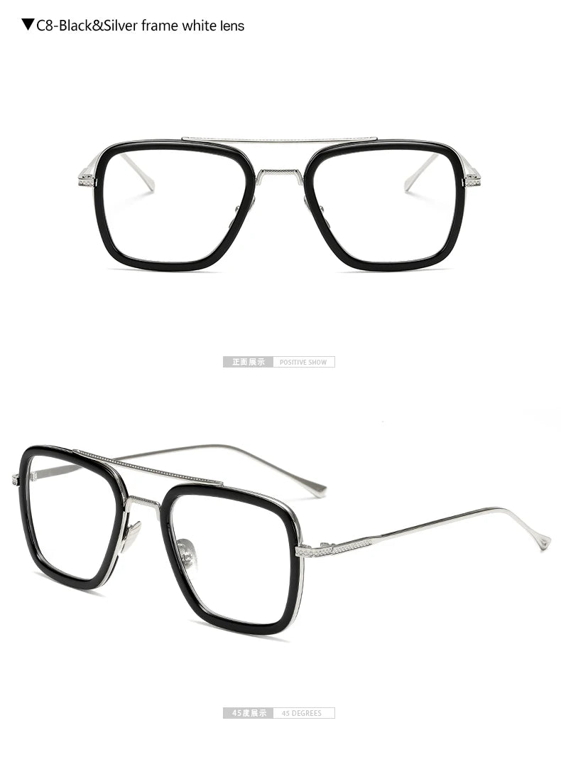 Sph-0,5-0,75-1,0 bis-6 Mode Metall Stil für Frauen Sonnenbrillen Männer quadratische Marke Design Sonnenbrille