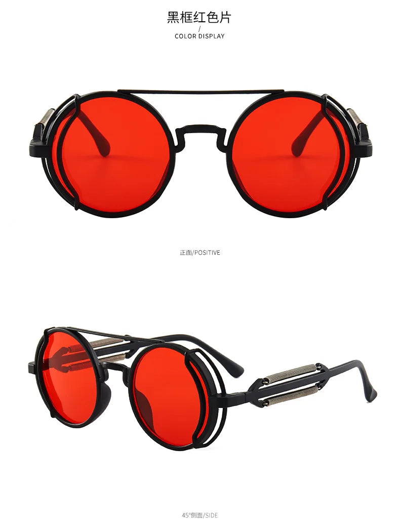 Klassische Gothic Steampunk Sonnenbrille Luxus Marke Designer Hochwertige Männer und Frauen Retro Runde PC Rahmen Sonnenbrille