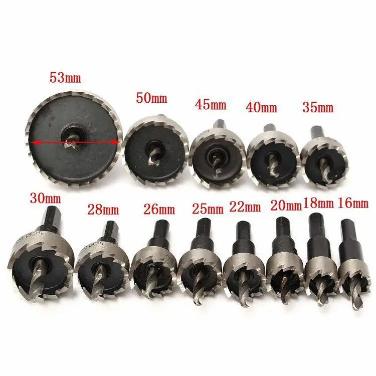 12 Stück! 15–50 mm HSS-Bohrer-Set, Lochsäge, Lochsäge, Bohrset, Handwerkzeug für Holz, Edelstahl, Metalllegierung, Schneiden