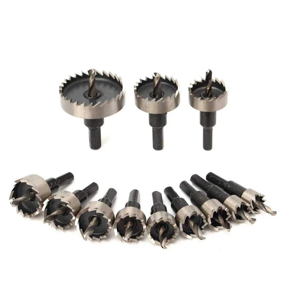 12 Stück! 15–50 mm HSS-Bohrer-Set, Lochsäge, Lochsäge, Bohrset, Handwerkzeug für Holz, Edelstahl, Metalllegierung, Schneiden