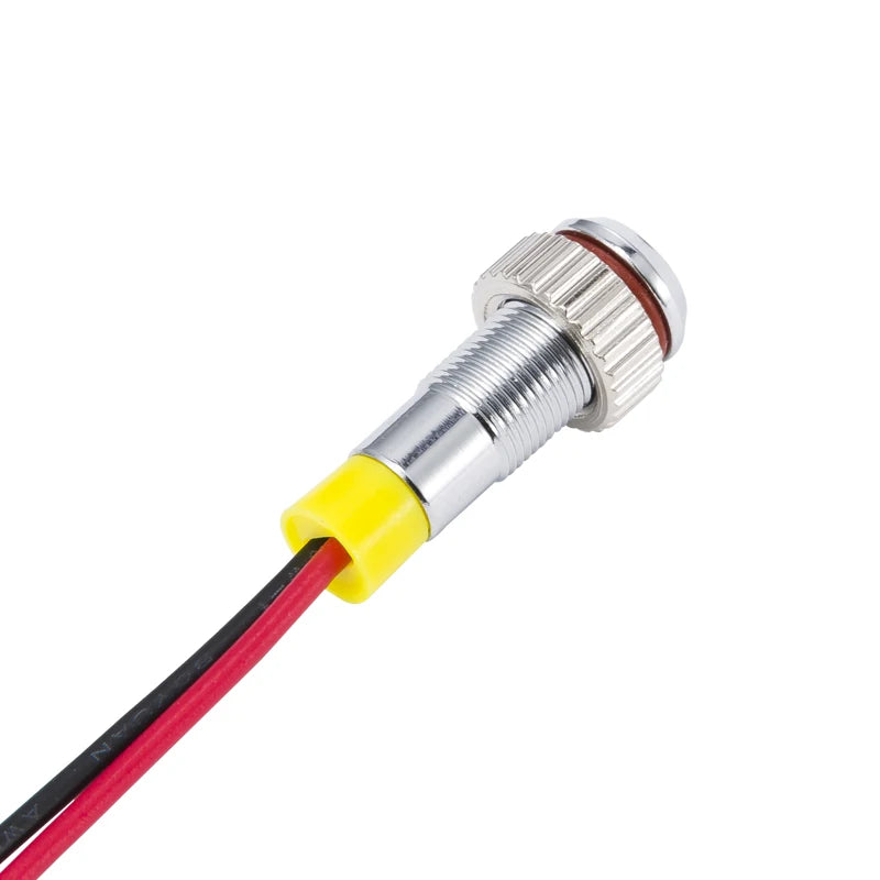 IP62 Wasserdichte einfarbige blinkende LED-Metallwarnanzeigeleuchte 6 mm Pilotsignallampe 3 V 6 V 12 V 24 V 36 V DC mit Draht