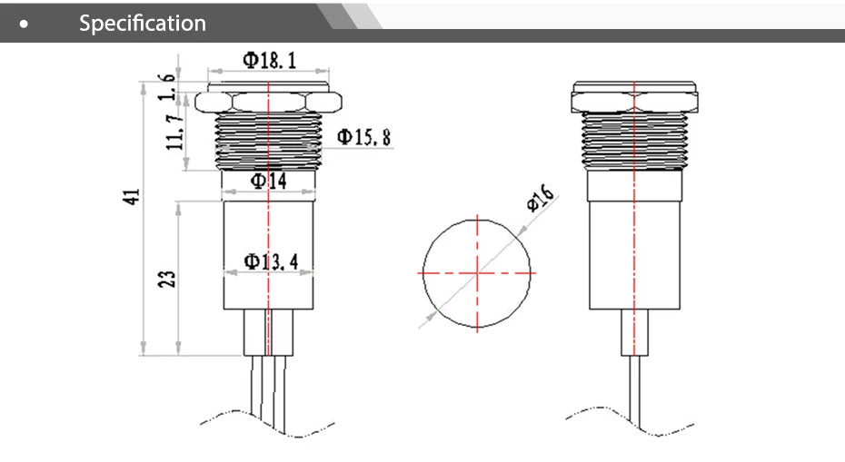 16 mm LED-Metall-Kontrollleuchte, Kontrollleuchte mit Warnsymbol für Auto, Boot, Armaturenbrett, 12 V, 24 V, 110 V, 220 V, rot-grüne Anzeigelampe