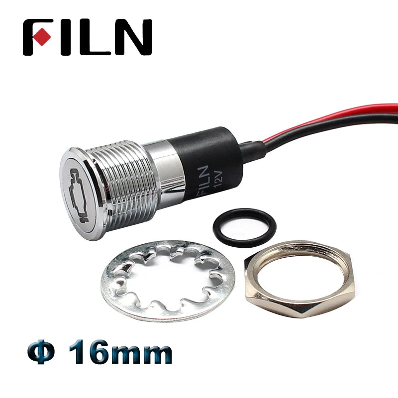 16 mm LED-Metall-Kontrollleuchte, Kontrollleuchte mit Warnsymbol für Auto, Boot, Armaturenbrett, 12 V, 24 V, 110 V, 220 V, rot-grüne Anzeigelampe