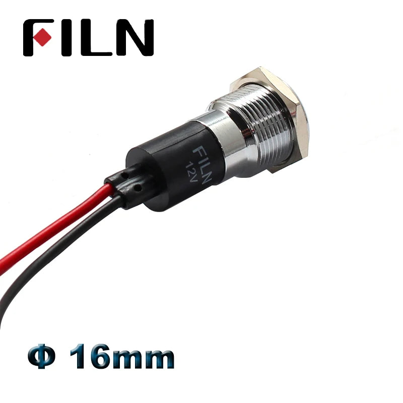 16 mm LED-Metall-Kontrollleuchte, Kontrollleuchte mit Warnsymbol für Auto, Boot, Armaturenbrett, 12 V, 24 V, 110 V, 220 V, rot-grüne Anzeigelampe