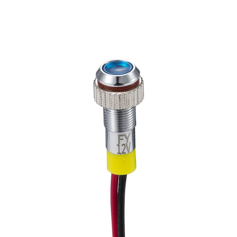 IP62 Wasserdichte einfarbige blinkende LED-Metallwarnanzeigeleuchte 6 mm Pilotsignallampe 3 V 6 V 12 V 24 V 36 V DC mit Draht
