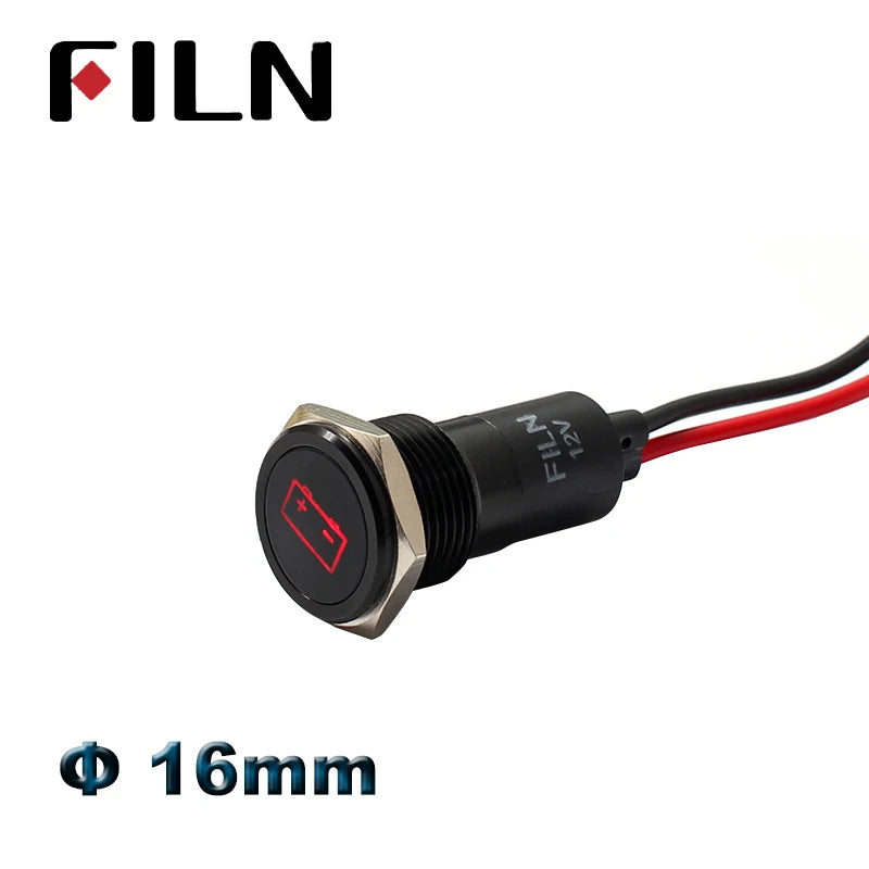 16 mm LED-Metall-Kontrollleuchte, Kontrollleuchte mit Warnsymbol für Auto, Boot, Armaturenbrett, 12 V, 24 V, 110 V, 220 V, rot-grüne Anzeigelampe