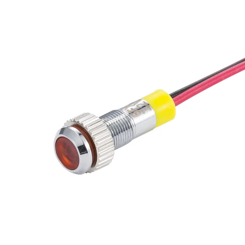 IP62 Wasserdichte einfarbige blinkende LED-Metallwarnanzeigeleuchte 6 mm Pilotsignallampe 3 V 6 V 12 V 24 V 36 V DC mit Draht
