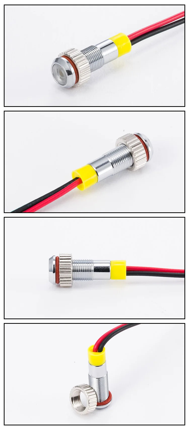 IP62 Wasserdichte einfarbige blinkende LED-Metallwarnanzeigeleuchte 6 mm Pilotsignallampe 3 V 6 V 12 V 24 V 36 V DC mit Draht