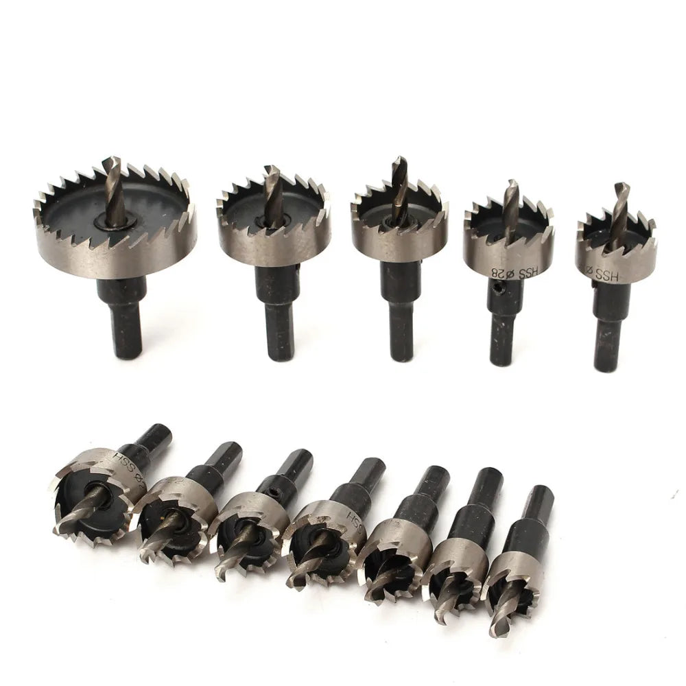 12 Stück! 15–50 mm HSS-Bohrer-Set, Lochsäge, Lochsäge, Bohrset, Handwerkzeug für Holz, Edelstahl, Metalllegierung, Schneiden