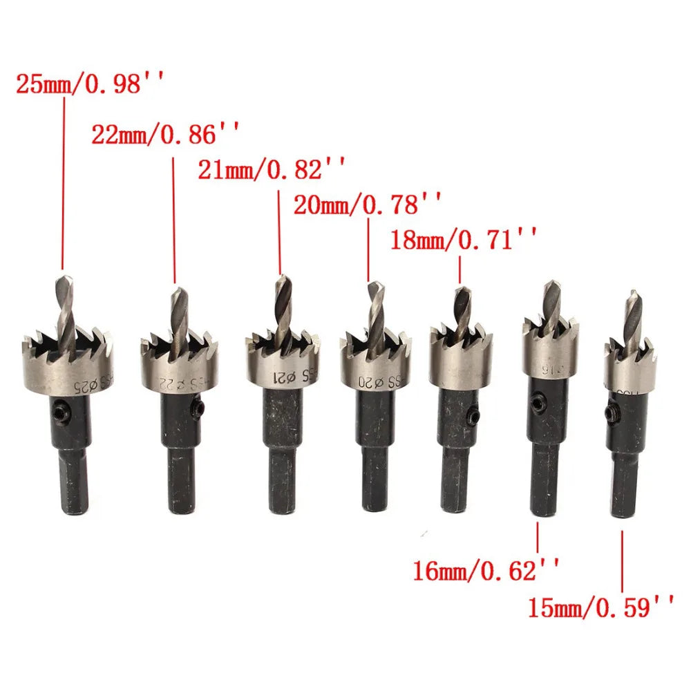 12 Stück! 15–50 mm HSS-Bohrer-Set, Lochsäge, Lochsäge, Bohrset, Handwerkzeug für Holz, Edelstahl, Metalllegierung, Schneiden
