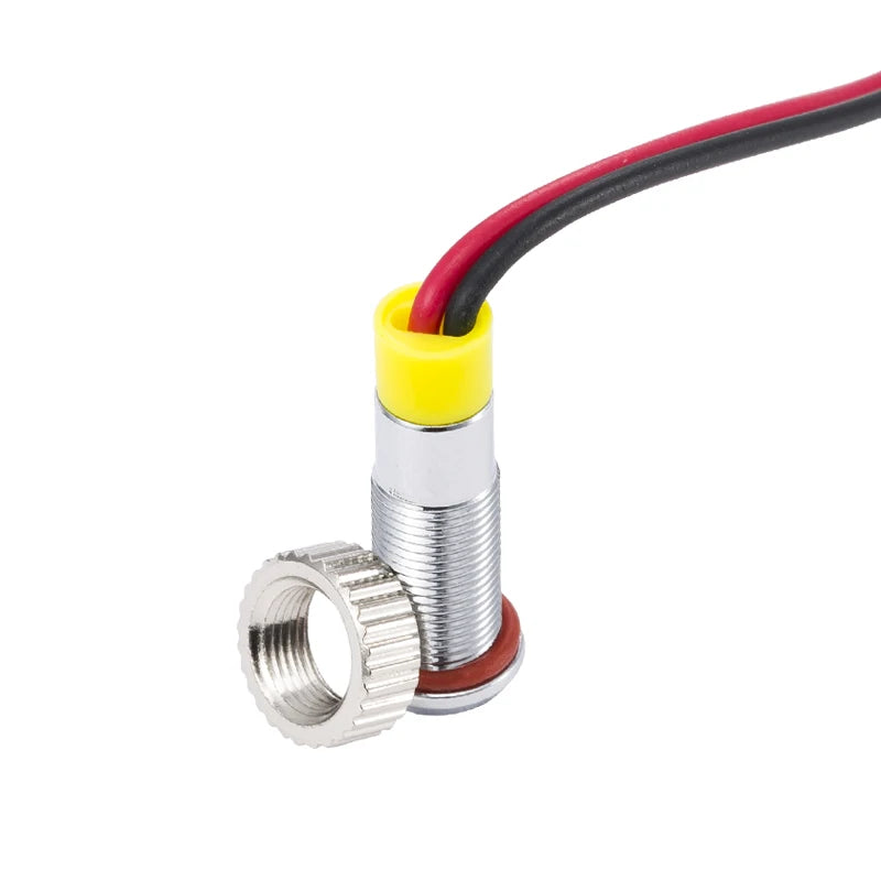 IP62 Wasserdichte einfarbige blinkende LED-Metallwarnanzeigeleuchte 6 mm Pilotsignallampe 3 V 6 V 12 V 24 V 36 V DC mit Draht