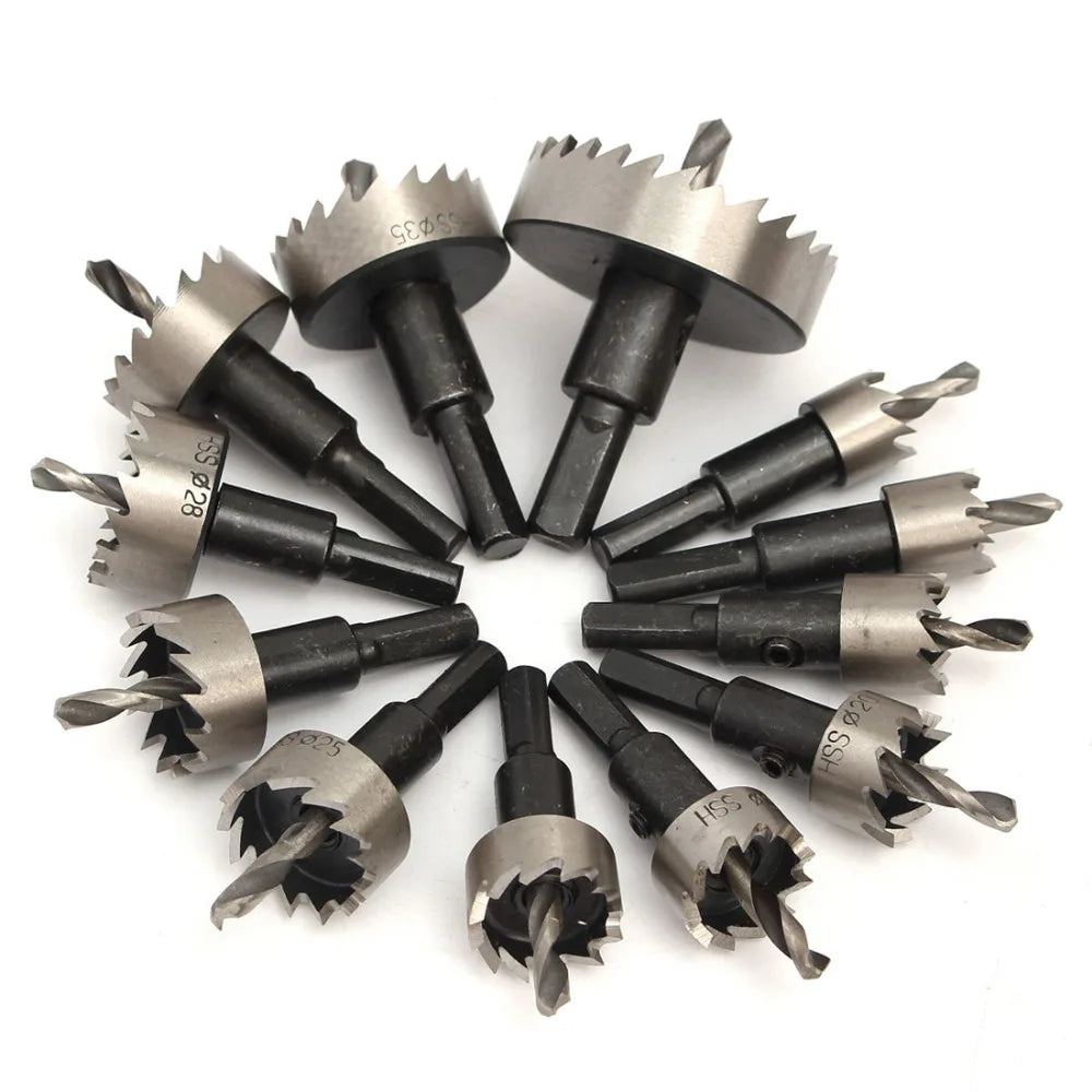 12 Stück! 15–50 mm HSS-Bohrer-Set, Lochsäge, Lochsäge, Bohrset, Handwerkzeug für Holz, Edelstahl, Metalllegierung, Schneiden