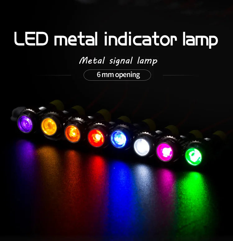 IP62 Wasserdichte einfarbige blinkende LED-Metallwarnanzeigeleuchte 6 mm Pilotsignallampe 3 V 6 V 12 V 24 V 36 V DC mit Draht